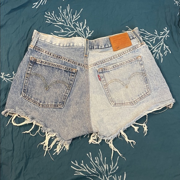 Levi's Light Blue Distressed Jean Shorts - Picture 2 of 2
